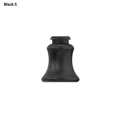 Black short S inverted guide insert with a flared base and narrow mounting end.