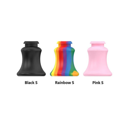 Short S recessed guide inserts in Black, Rainbow and Pink, shown together.