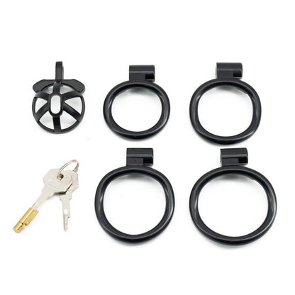 Hollow resin glans chastity lock with lightweight and cute design in black