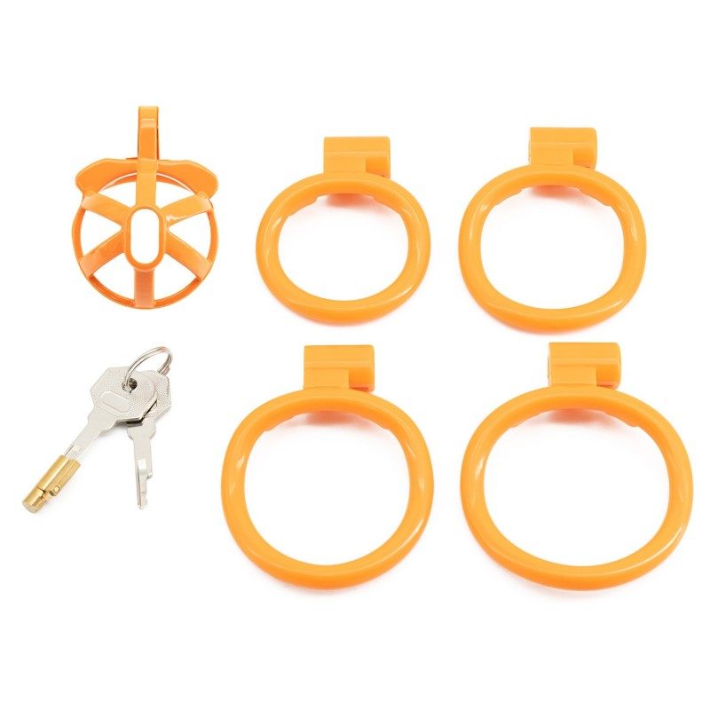 Orange hollow resin glans chastity lock with lightweight and cute design