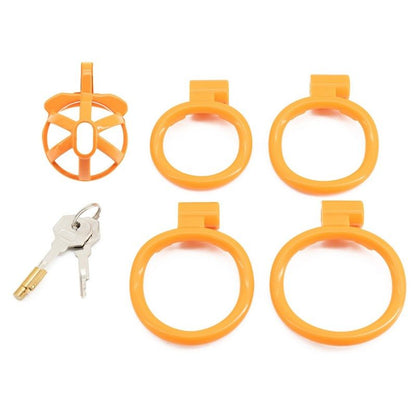 Orange hollow resin glans chastity lock with lightweight and cute design