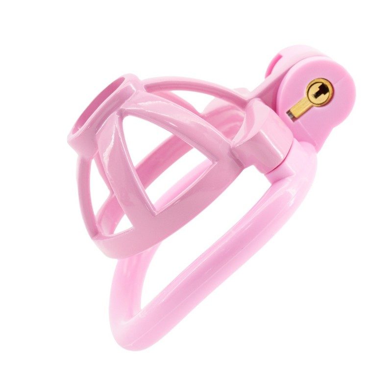 Pink hollow resin glans chastity lock with lightweight and cute design