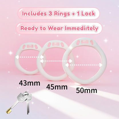 Cute Pink Bow Heart Gem Lockable Chastity Cage – Ultra Mini Lock Core, Discreet Kawaii Silicone Chastity Device