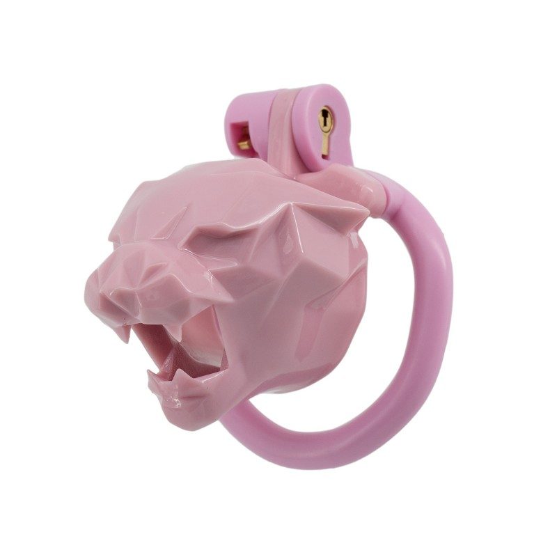 Leopard King Chastity Lock with unique leopard print design pink