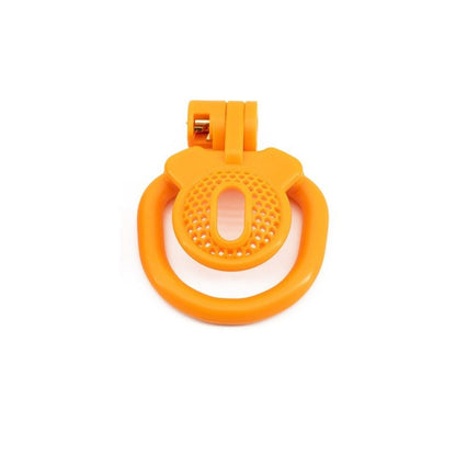 Mesh resin chastity lock inverted design with positive and negative electrode style, hollow ergonomic cage for comfort, orange