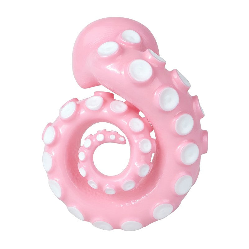 Pink spiral tentacle cage front with raised white suction-cup accents, without a base ring.