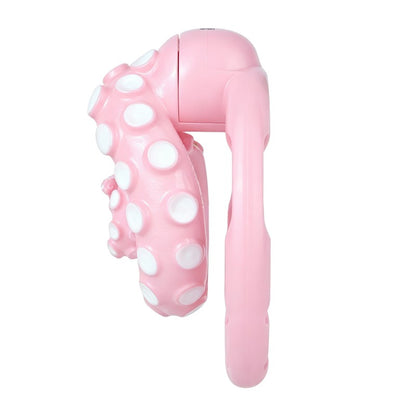 Opposite side profile of the pink octopus cage showing its compact depth.