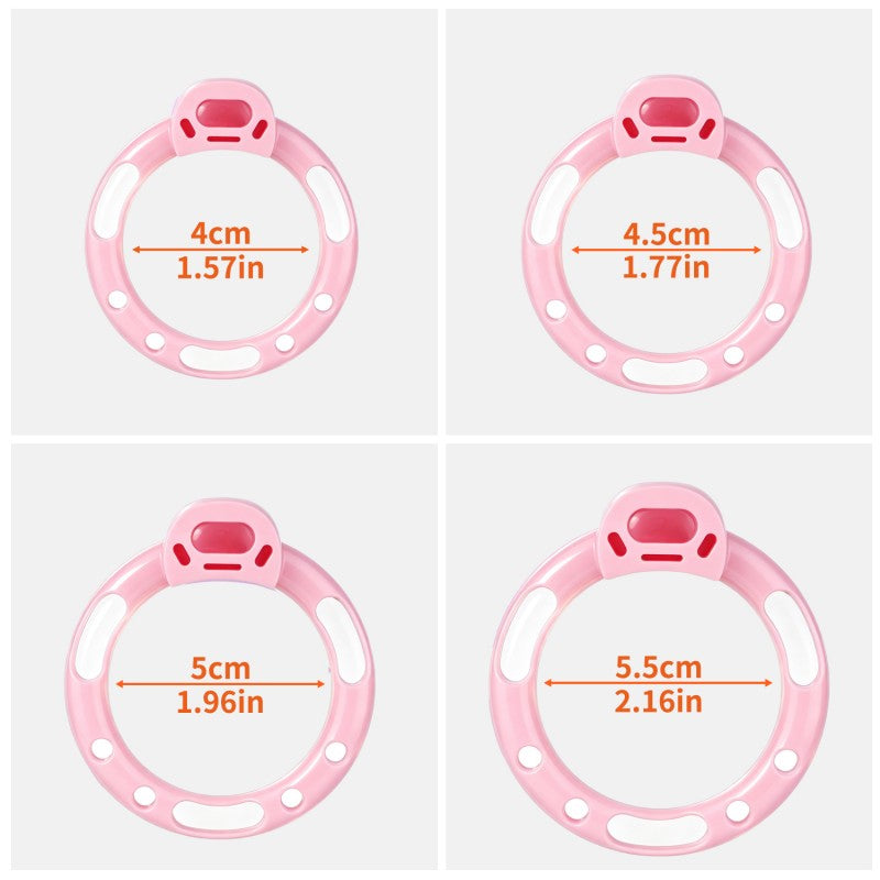 Pink base rings with inner diameters of 40, 45, 50 and 55 mm.