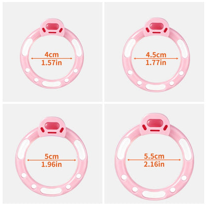 Pink base rings with inner diameters of 40, 45, 50 and 55 mm.