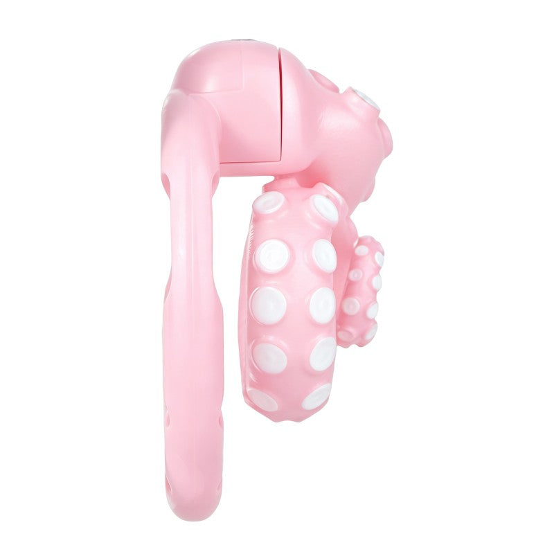 Side profile of the assembled pink tentacle cage and base ring.