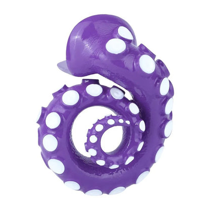 Angled view of the purple tentacle cage showing its inward spiral and white details.