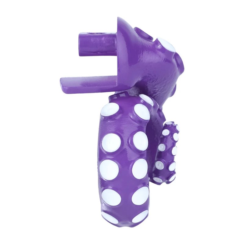 Side view of the purple tentacle cage and its two mounting posts.