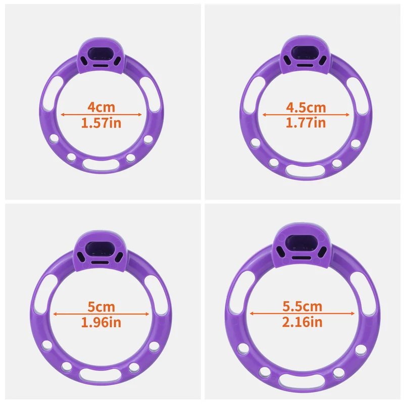 Purple base rings with inner diameters of 40, 45, 50 and 55 mm.