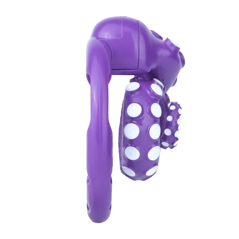 Side profile of the assembled purple octopus tentacle cage and base ring.