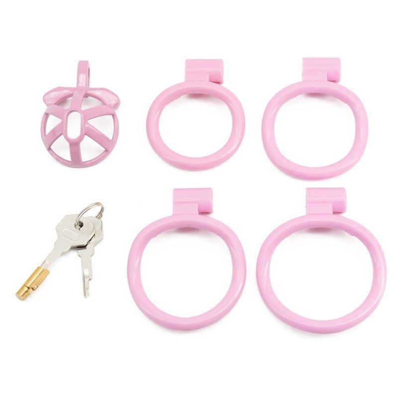 Pink hollow resin glans chastity lock with lightweight and cute design
