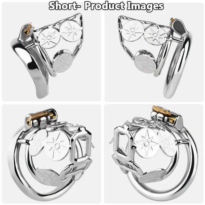 Solar Serpent Stainless Steel Chastity Cage – Coiled Snake Design
