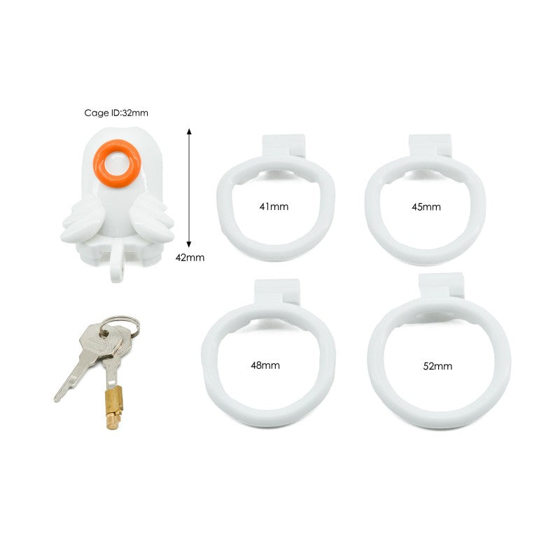 Leichter, von Engeln inspirierter Keuschheitskäfig für Männer – Ergonomisches Design mit verstecktem Schloss und 4 Ringen für sanfte, aber feste Kontrolle