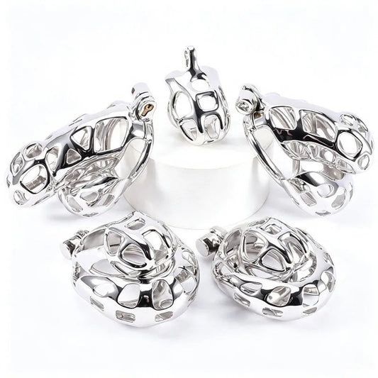 Stainless steel cage sizes shown together for comparison