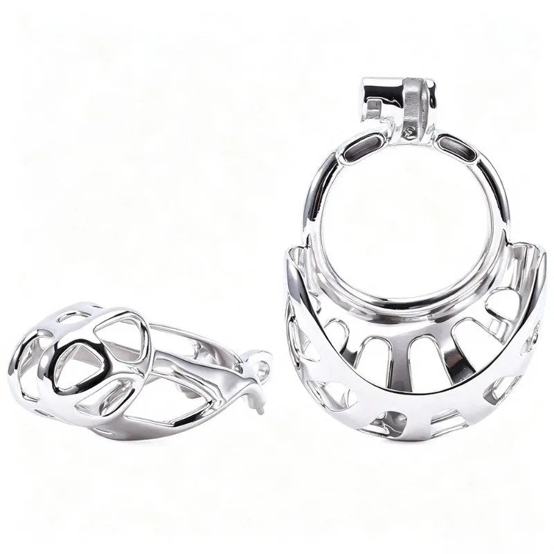 One cage and one scrotum pouch base ring shown separately