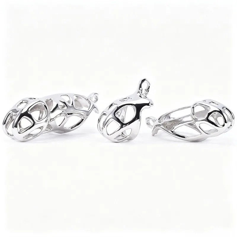Three stainless steel cage sizes, side by side