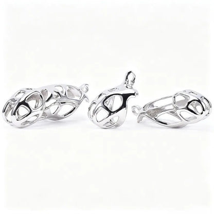 Three stainless steel cage sizes, side by side
