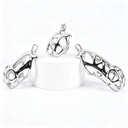 Stainless steel cage size comparison on white display