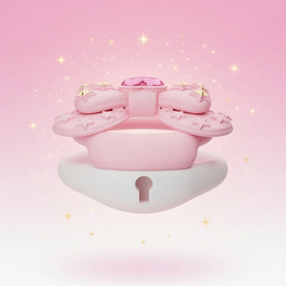 Cute Pink Bow Heart Gem Lockable Chastity Cage – Ultra Mini Lock Core, Discreet Kawaii Silicone Chastity Device